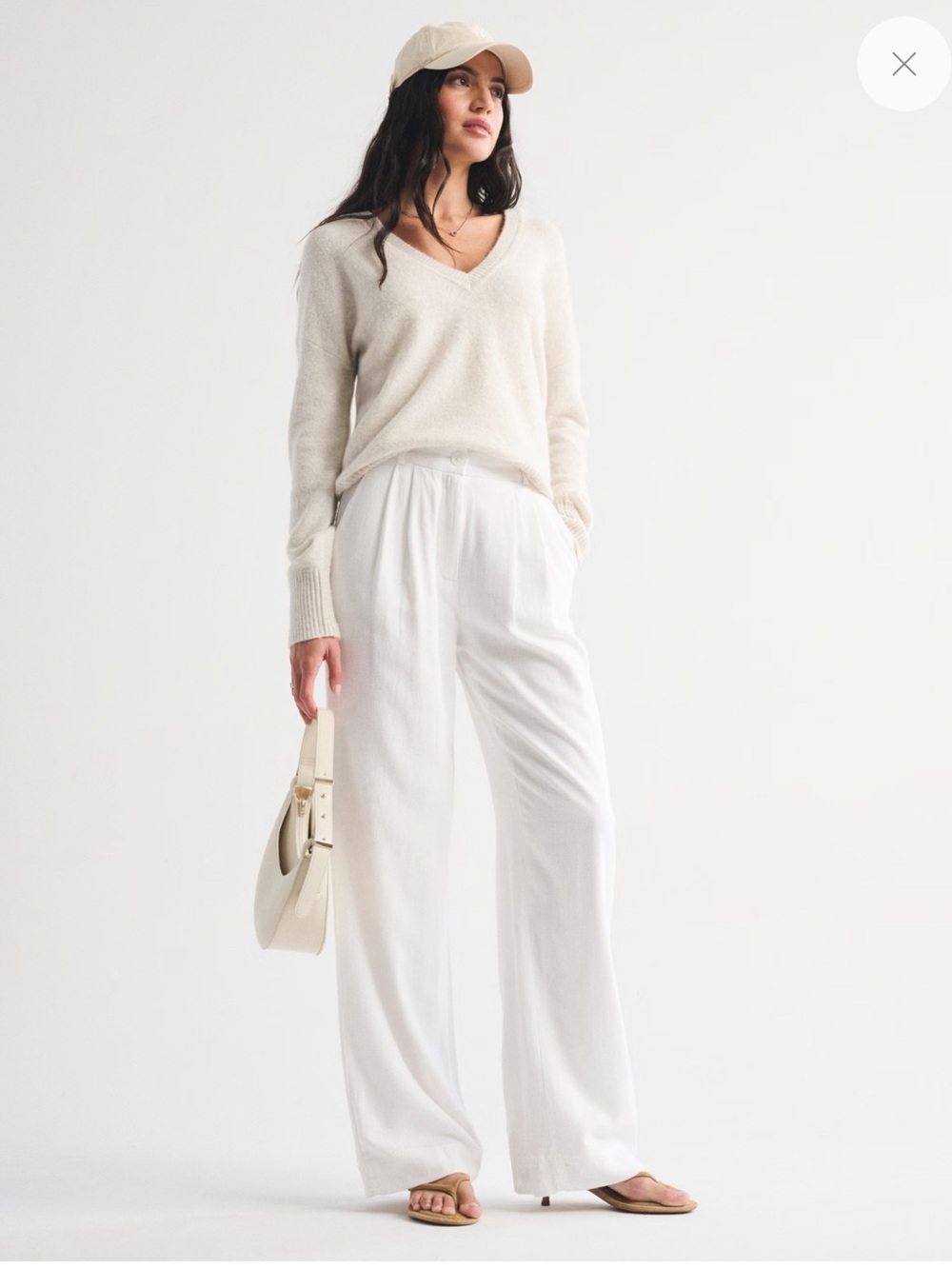 A&F Sloane Linen-Blend Tailored Wide Leg Pant size XS